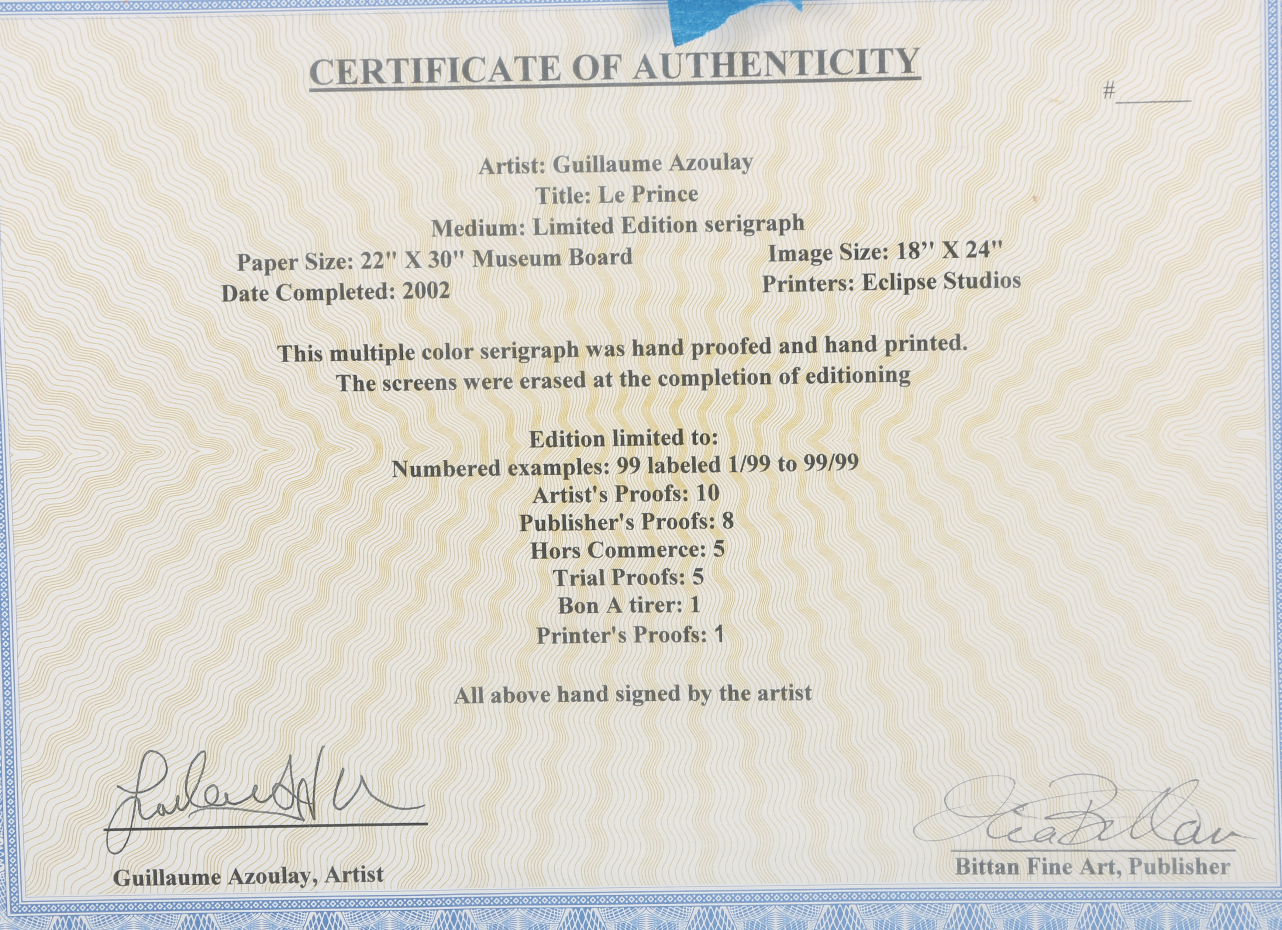 Gouillaume Azoulay Serigraph "Le Prince"