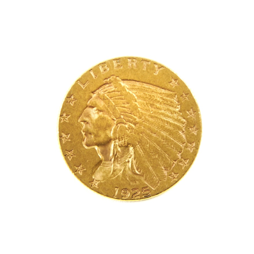 1925 D Indian Head $2 1/2 Gold Coin