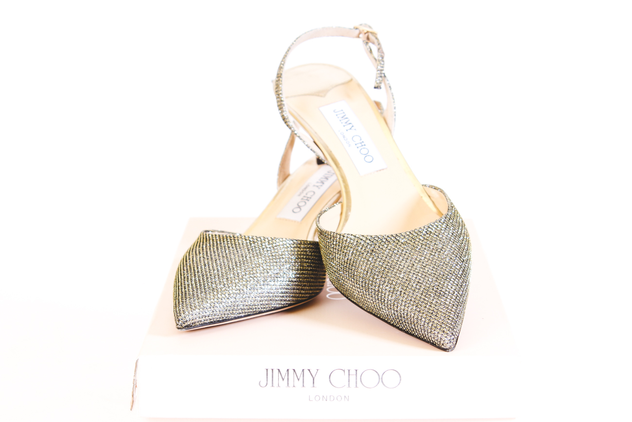 Jimmy Choo Lamé Glitter Slingback Heels