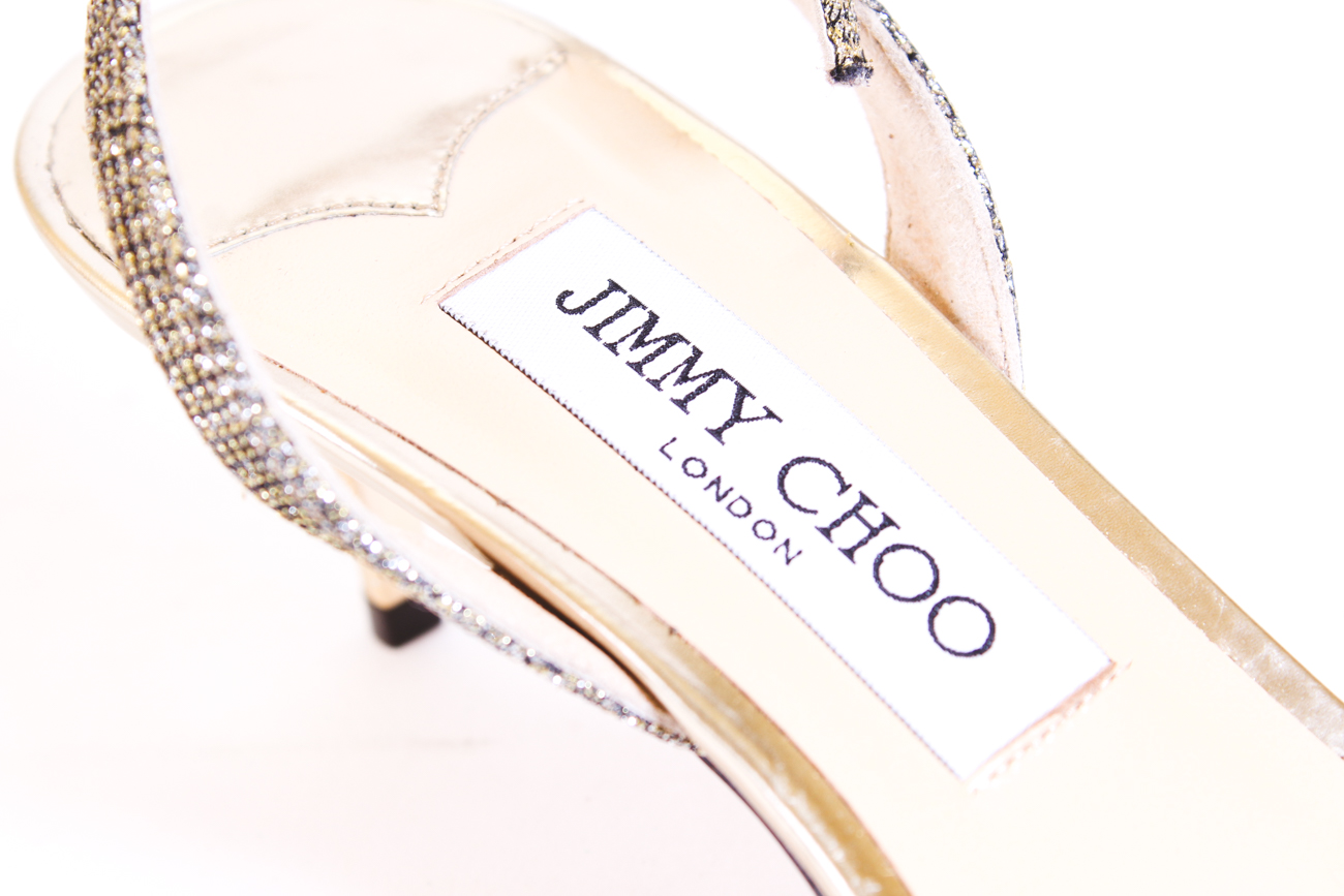 Jimmy Choo Lamé Glitter Slingback Heels