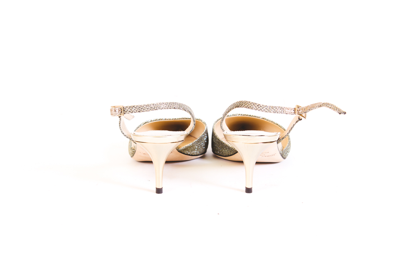Jimmy Choo Lamé Glitter Slingback Heels
