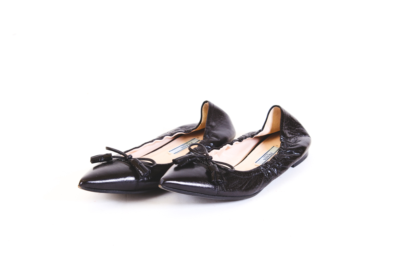Prado Milano Black Leather Flats