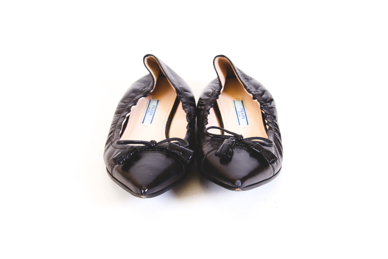 Prado Milano Black Leather Flats