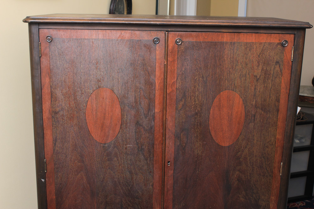 Vintage Walnut Chifferobe Cabinet