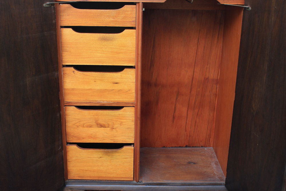 Vintage Walnut Chifferobe Cabinet