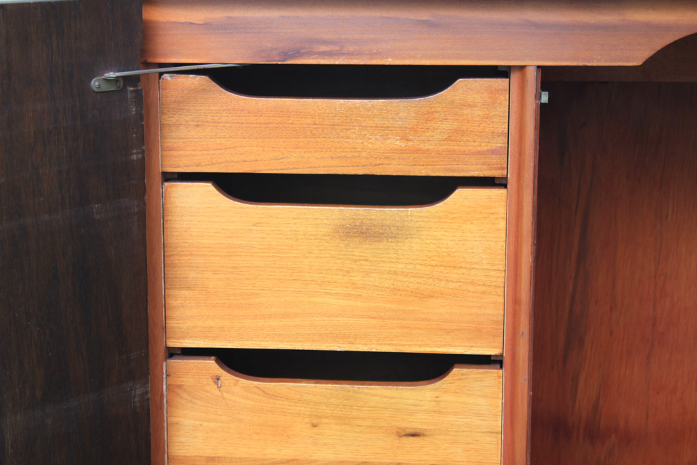 Vintage Walnut Chifferobe Cabinet