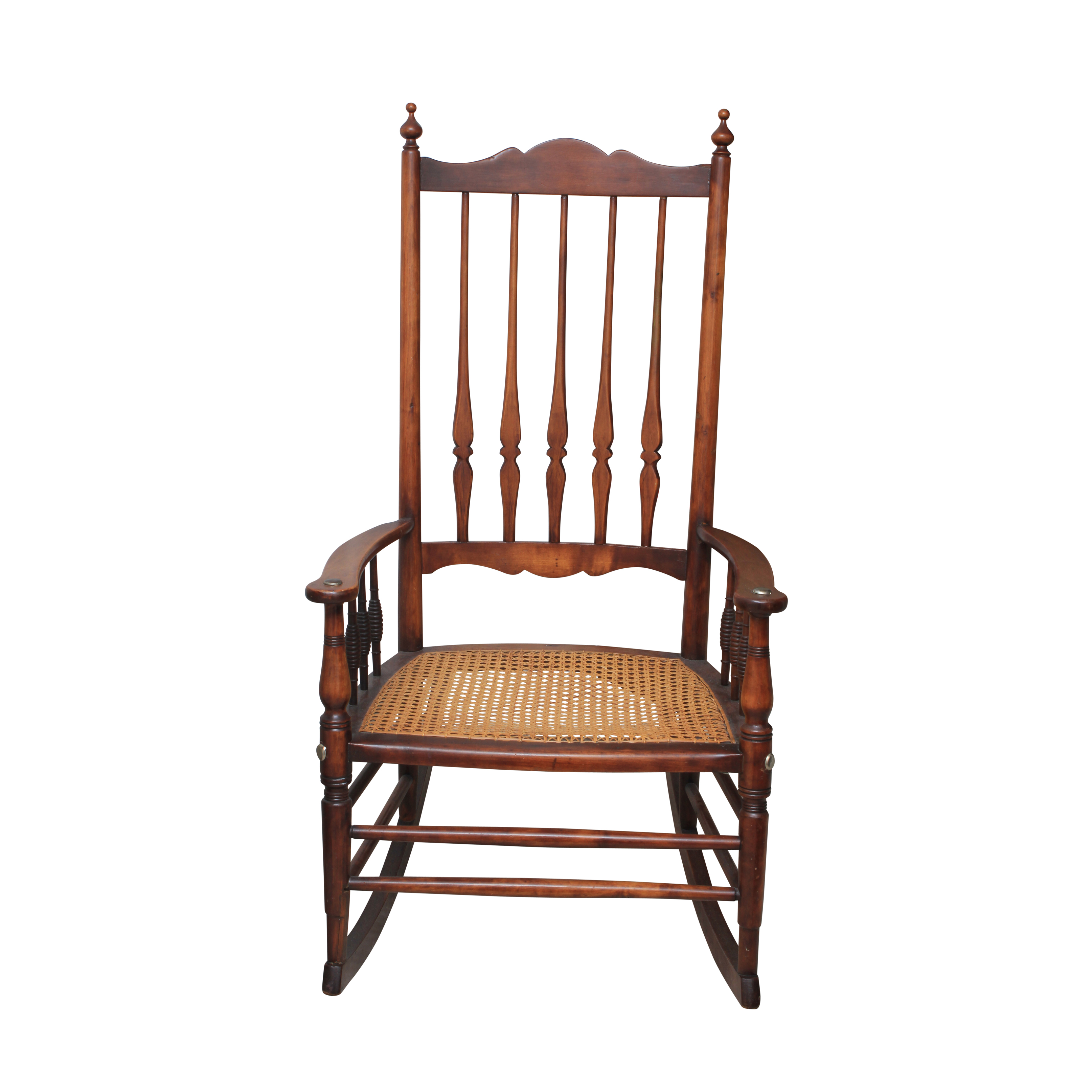 Antique Birch and Cane Rocking Chair
