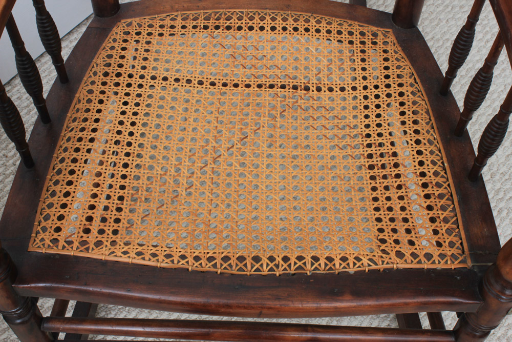 Antique Birch and Cane Rocking Chair