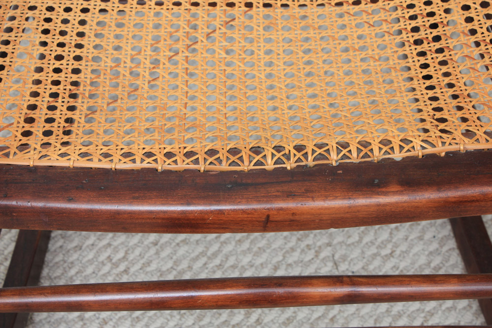 Antique Birch and Cane Rocking Chair