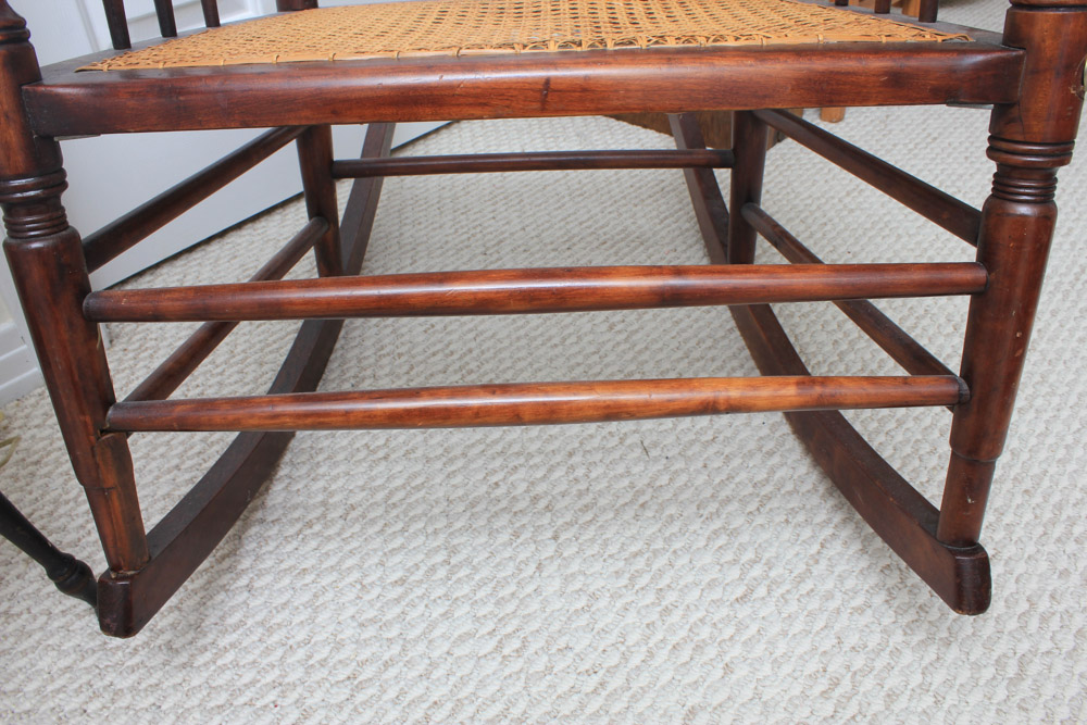 Antique Birch and Cane Rocking Chair