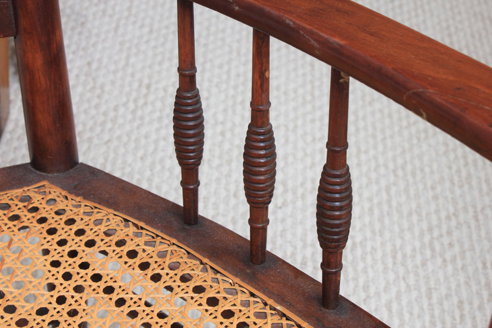 Antique Birch and Cane Rocking Chair
