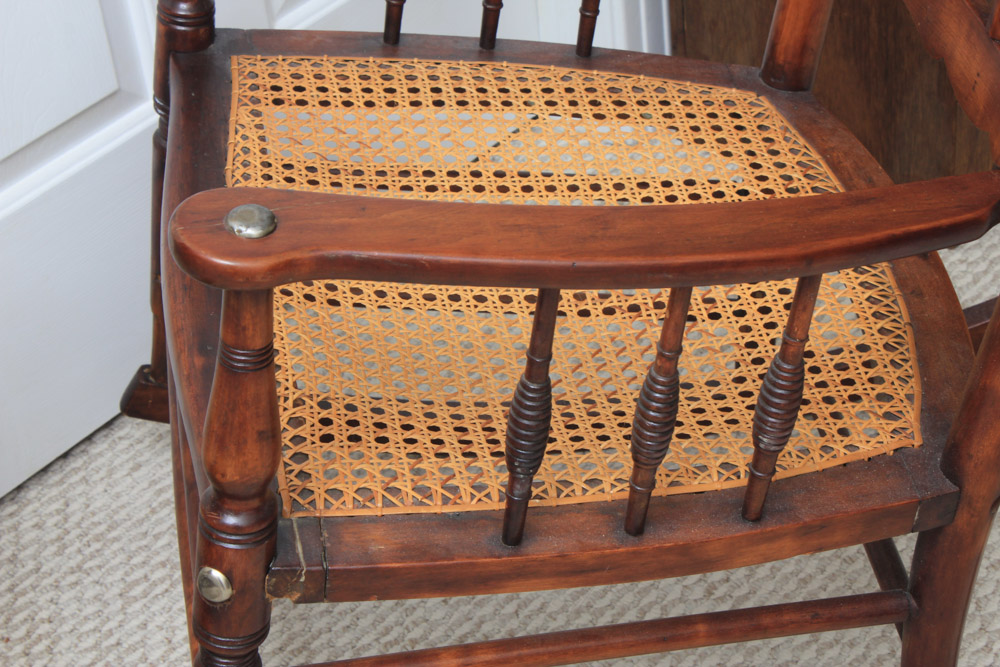 Antique Birch and Cane Rocking Chair