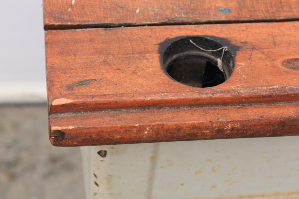 Vintage Painted Metal and Maple School Desk