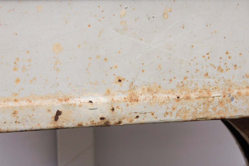 Vintage Painted Metal and Maple School Desk