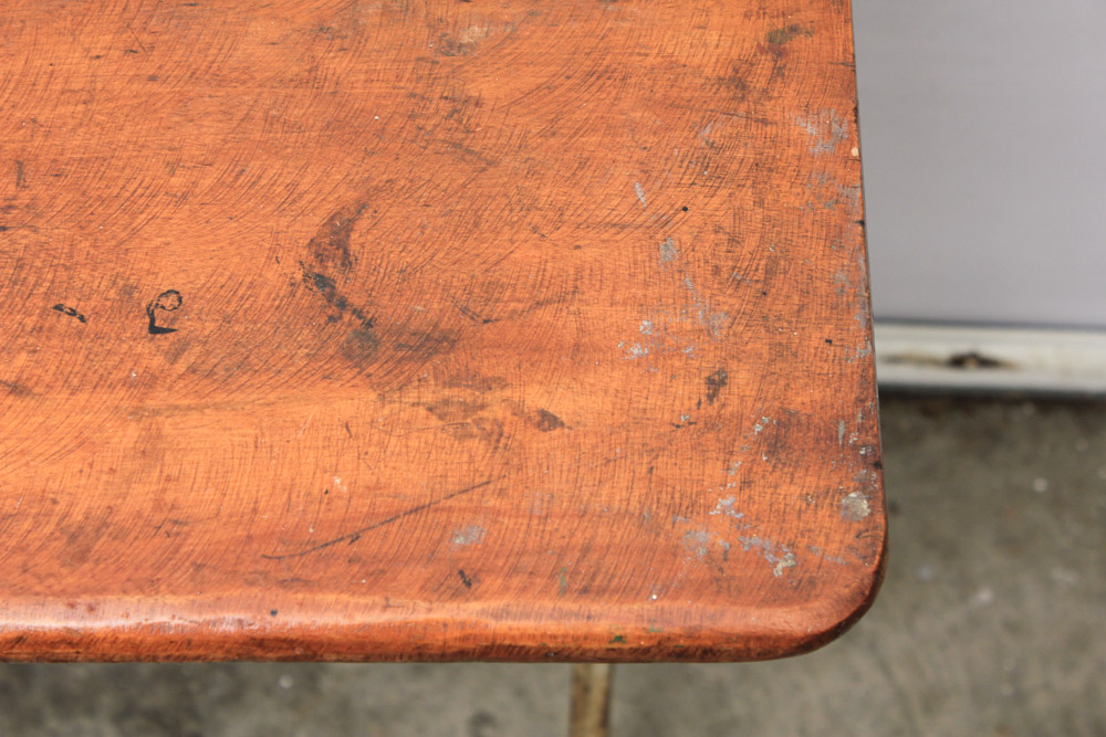 Vintage Painted Metal and Maple School Desk