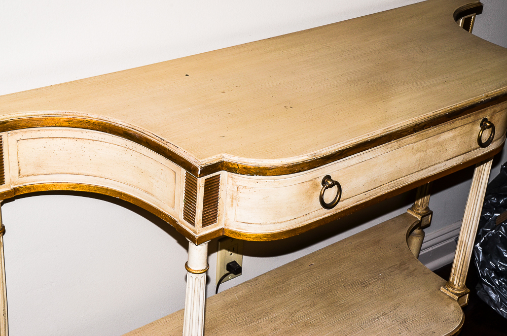 Cream and Gold Louis XVI Style Console Table by Baker Furniture