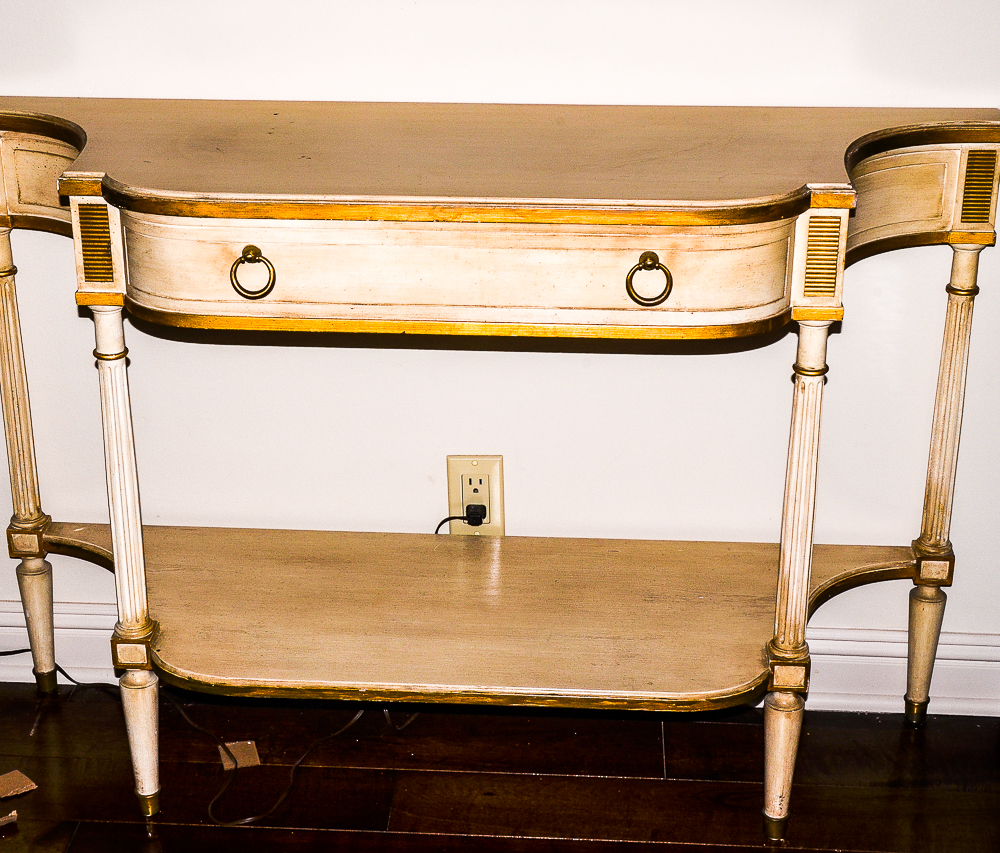 Cream and Gold Louis XVI Style Console Table by Baker Furniture