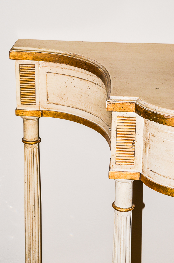 Cream and Gold Louis XVI Style Console Table by Baker Furniture