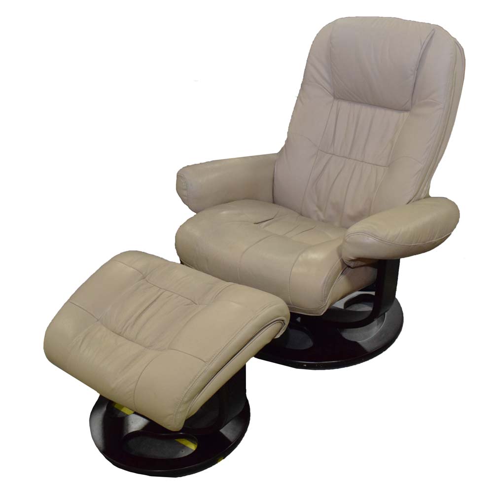 Cuir Leather Reclining Armchair and Ottoman by Lane Furniture