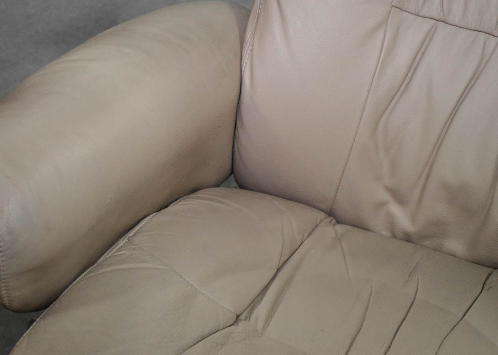 Cuir Leather Reclining Armchair and Ottoman by Lane Furniture