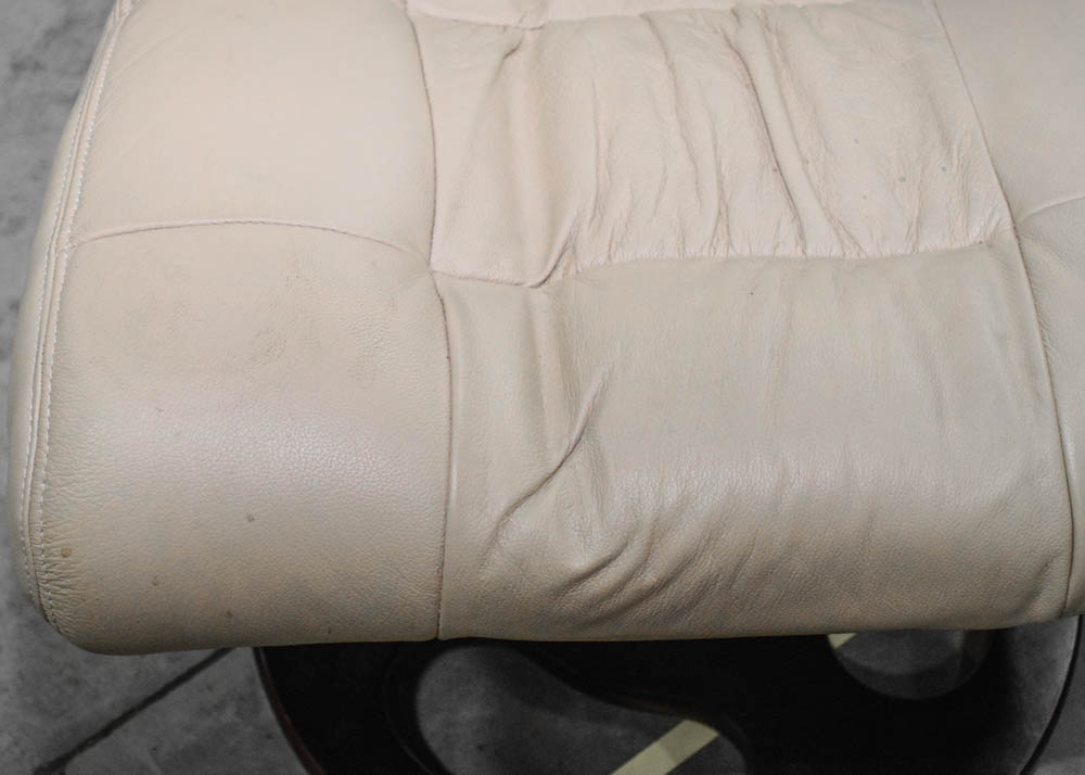 Cuir Leather Reclining Armchair and Ottoman by Lane Furniture