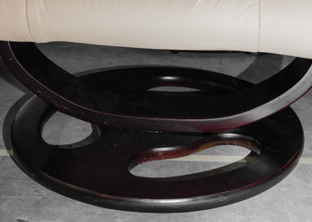 Cuir Leather Reclining Armchair and Ottoman by Lane Furniture