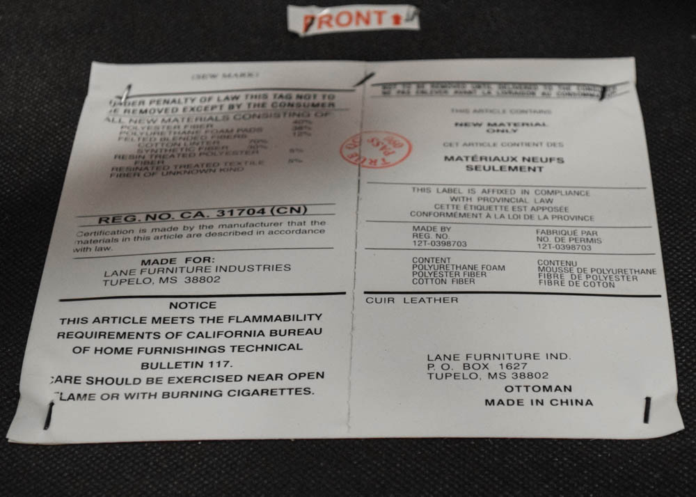 Cuir Leather Reclining Armchair and Ottoman by Lane Furniture