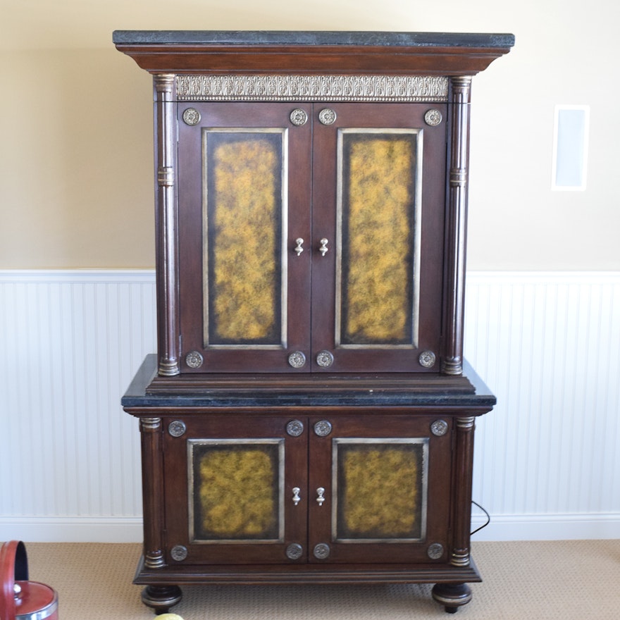Wood and Marble Entertainment Cabinet