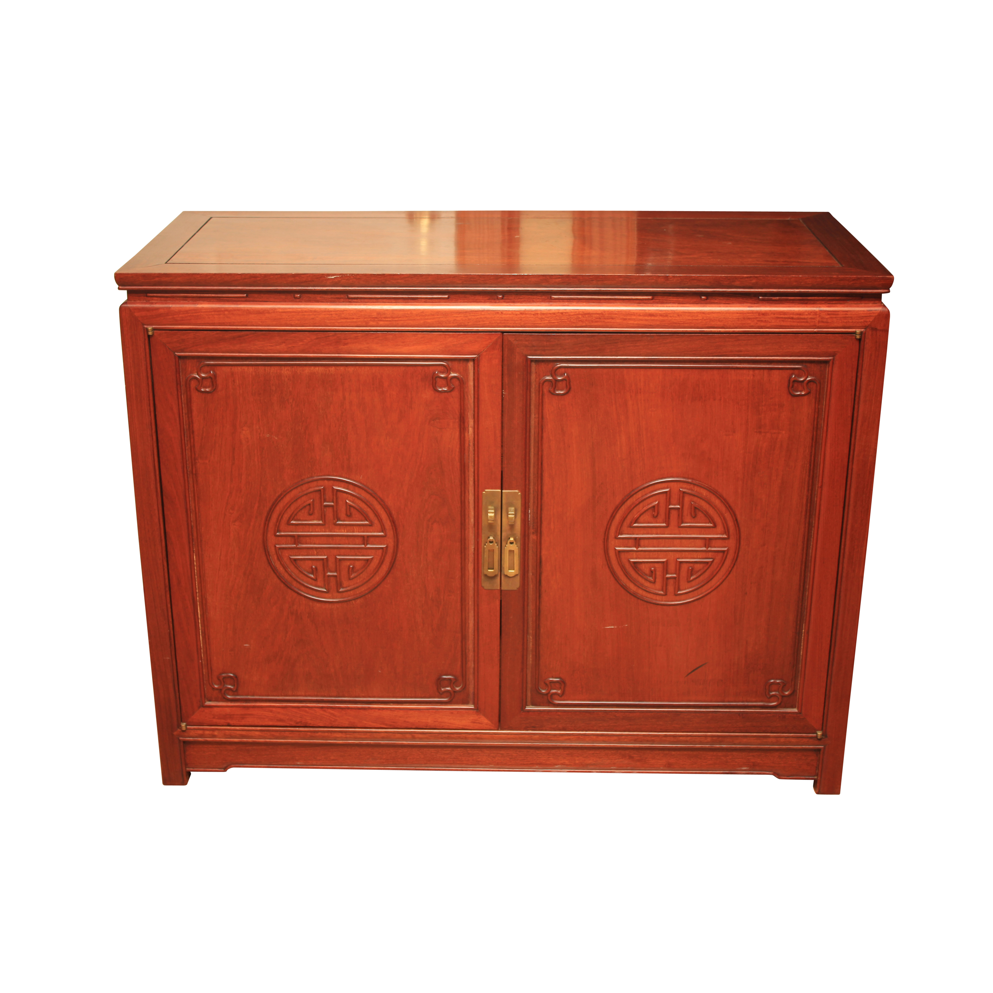 Vintage Chinese Carved Padauk Cabinet