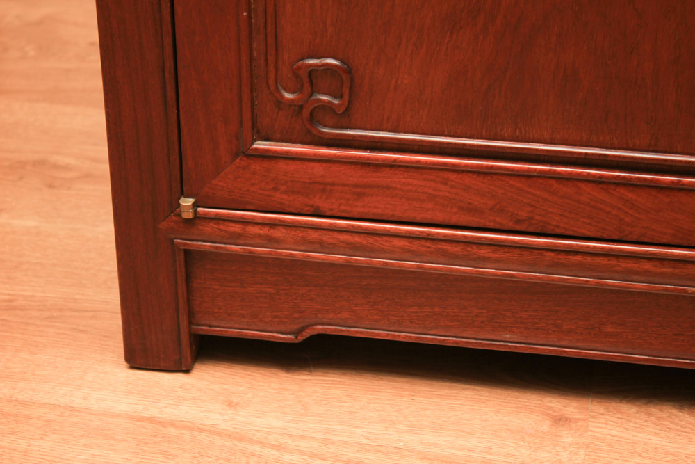 Vintage Chinese Carved Padauk Cabinet