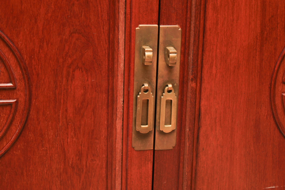Vintage Chinese Carved Padauk Cabinet