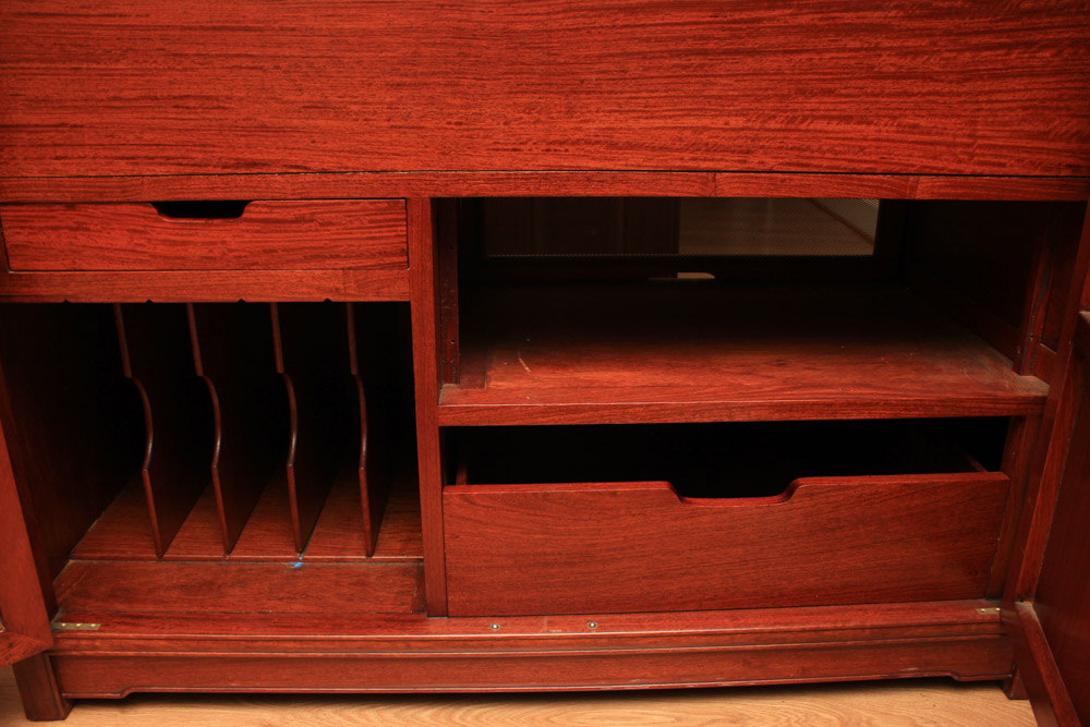 Vintage Chinese Carved Padauk Cabinet