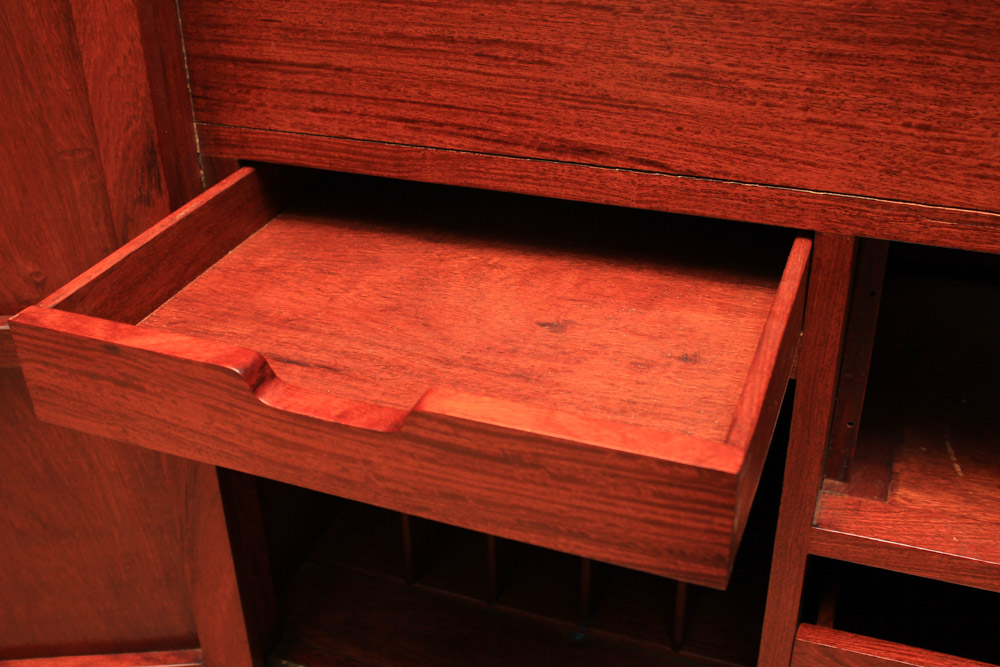 Vintage Chinese Carved Padauk Cabinet