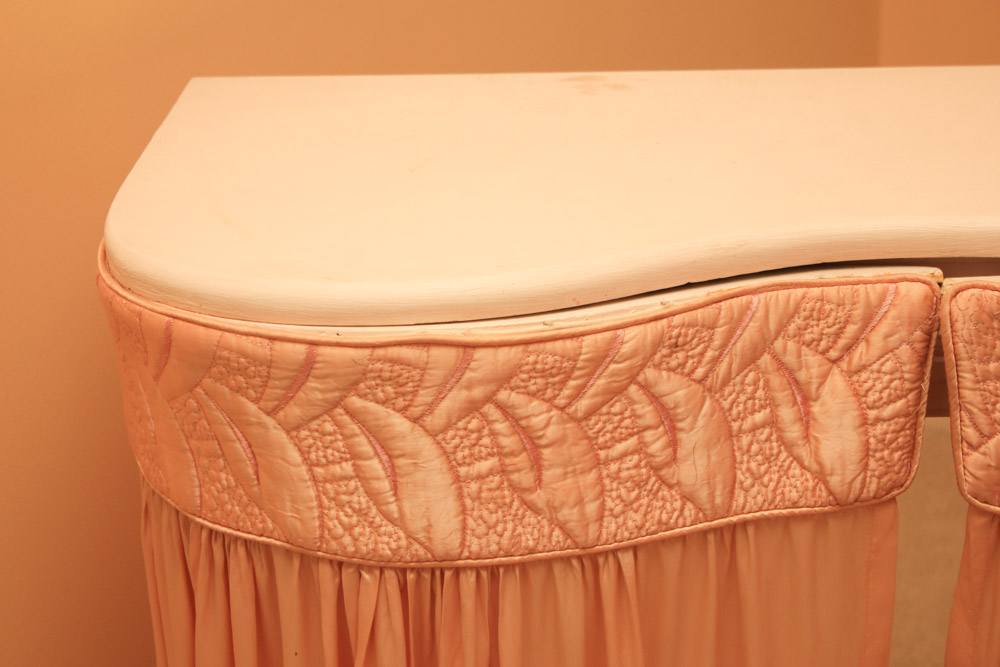 Pink Satin Skirted Vanity Table