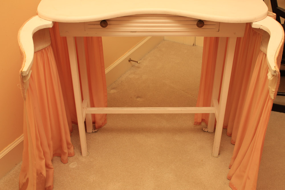 Pink Satin Skirted Vanity Table
