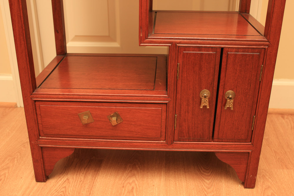 Vintage Chinese Padauk Tiered Shelving Unit