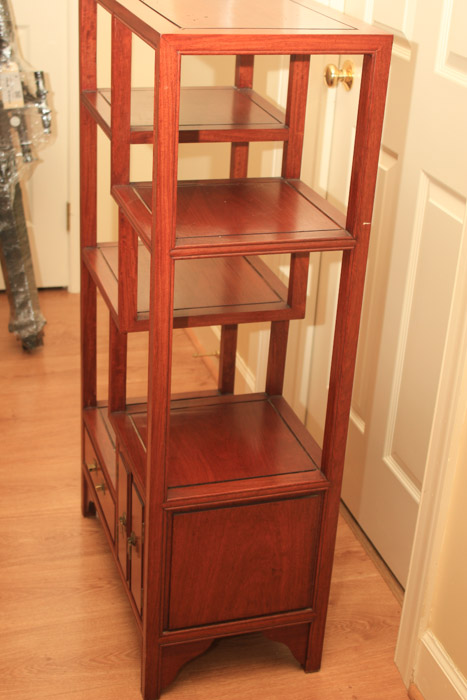 Vintage Chinese Padauk Tiered Shelving Unit