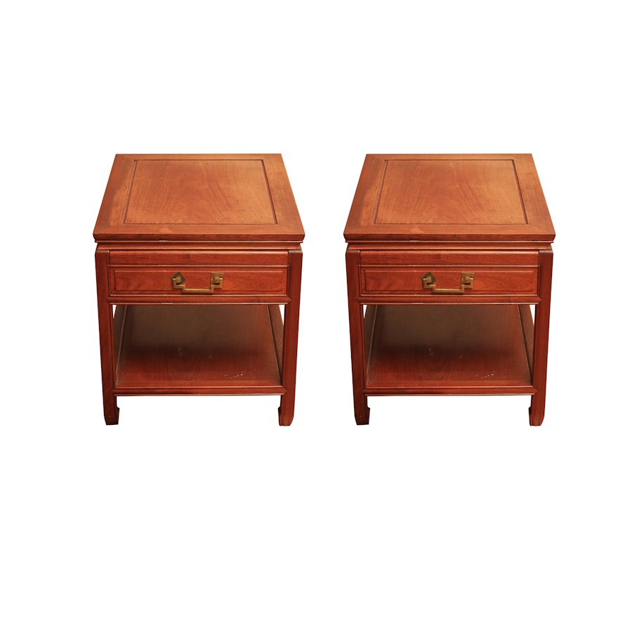 Pair of Chinese Paduak End Tables