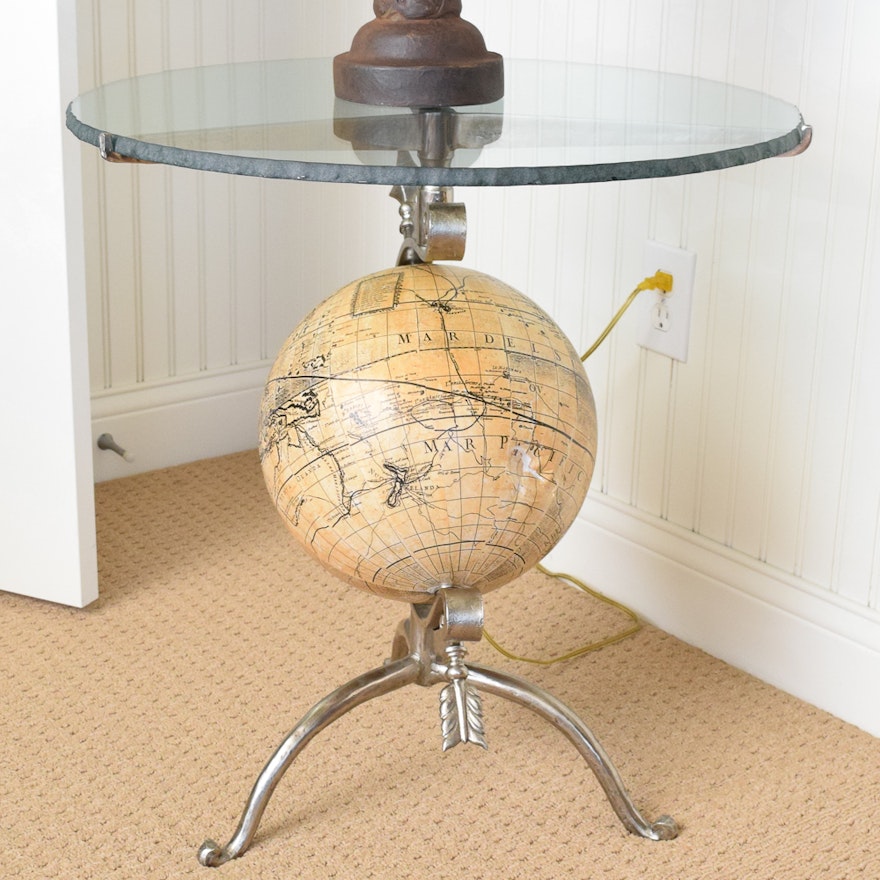 Glass Top Globe Pedestal Table