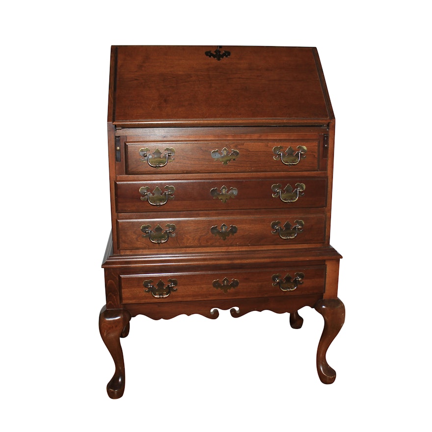 Queen Anne Style Cherry Slant-Front Desk-on-Stand
