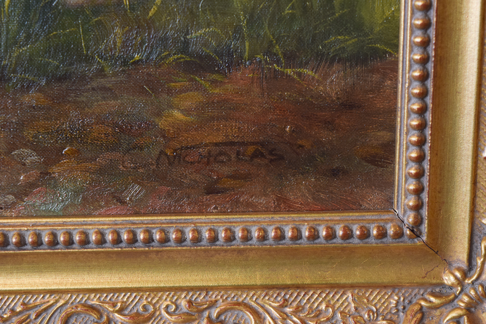 C. Nicholas Oil Painting of Rabbits