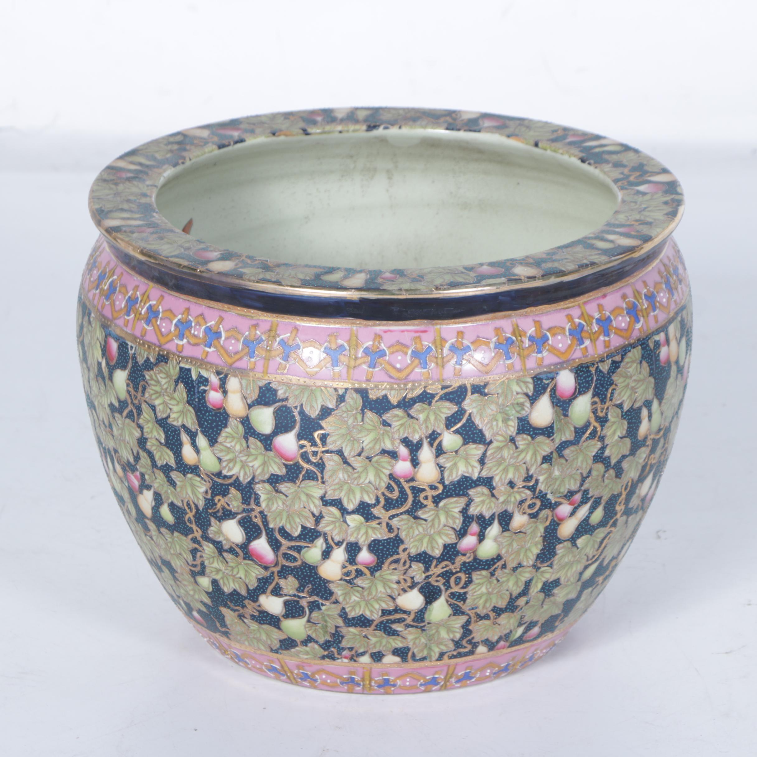 Blue Ridge Designs Chinese Koi Fish Bowl Ceramic Planter