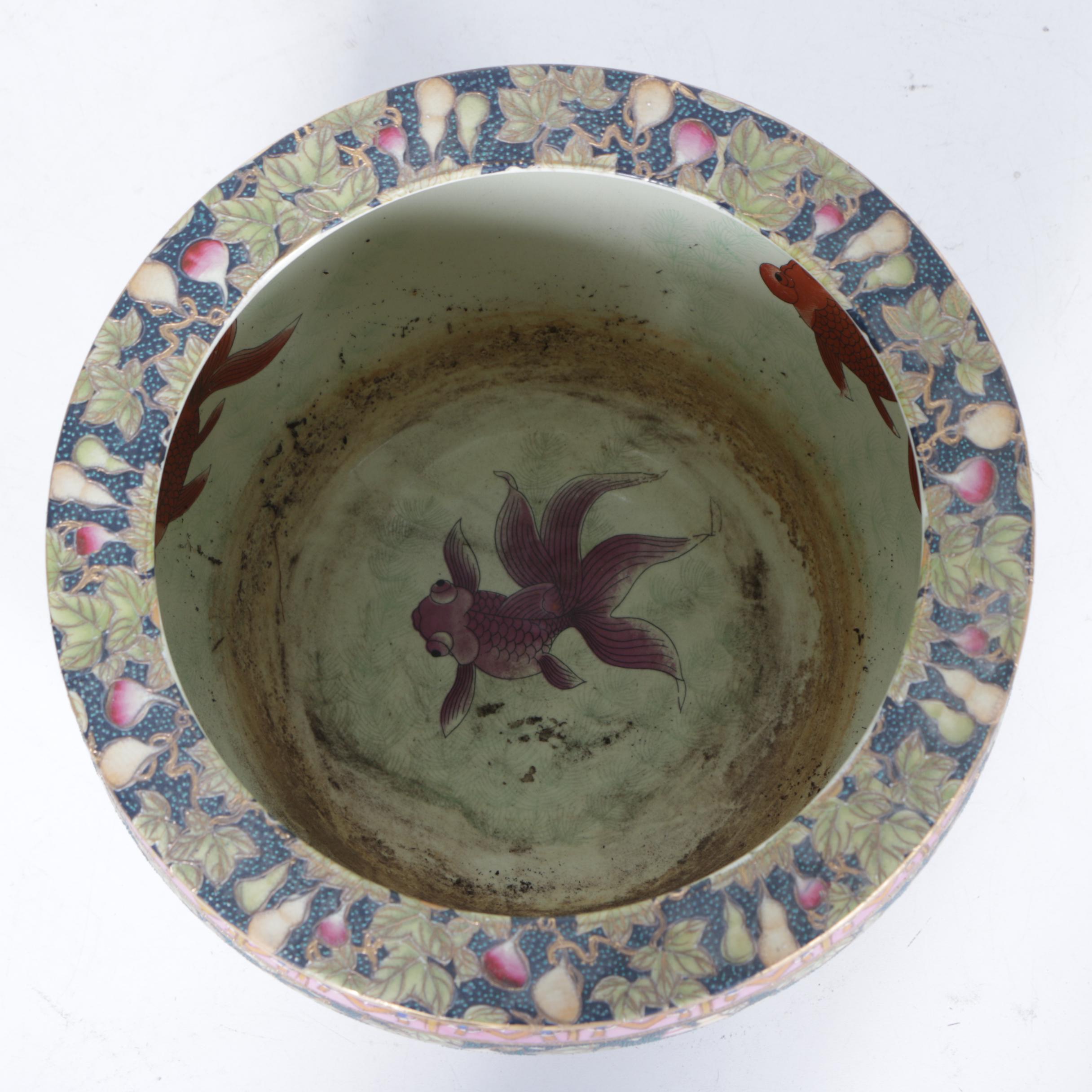 Blue Ridge Designs Chinese Koi Fish Bowl Ceramic Planter
