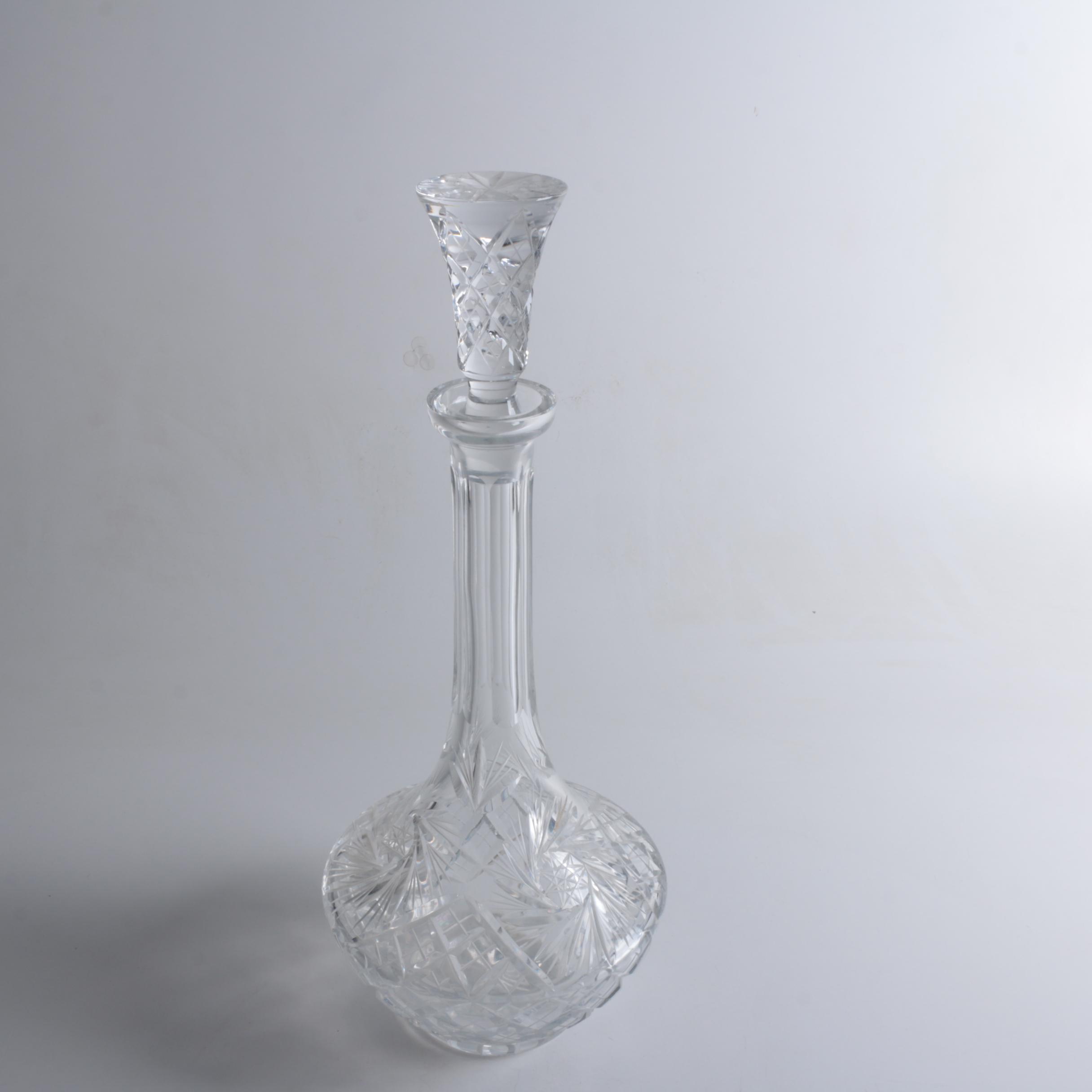 American Cut "Eleanor" Crystal Decanter and Vase