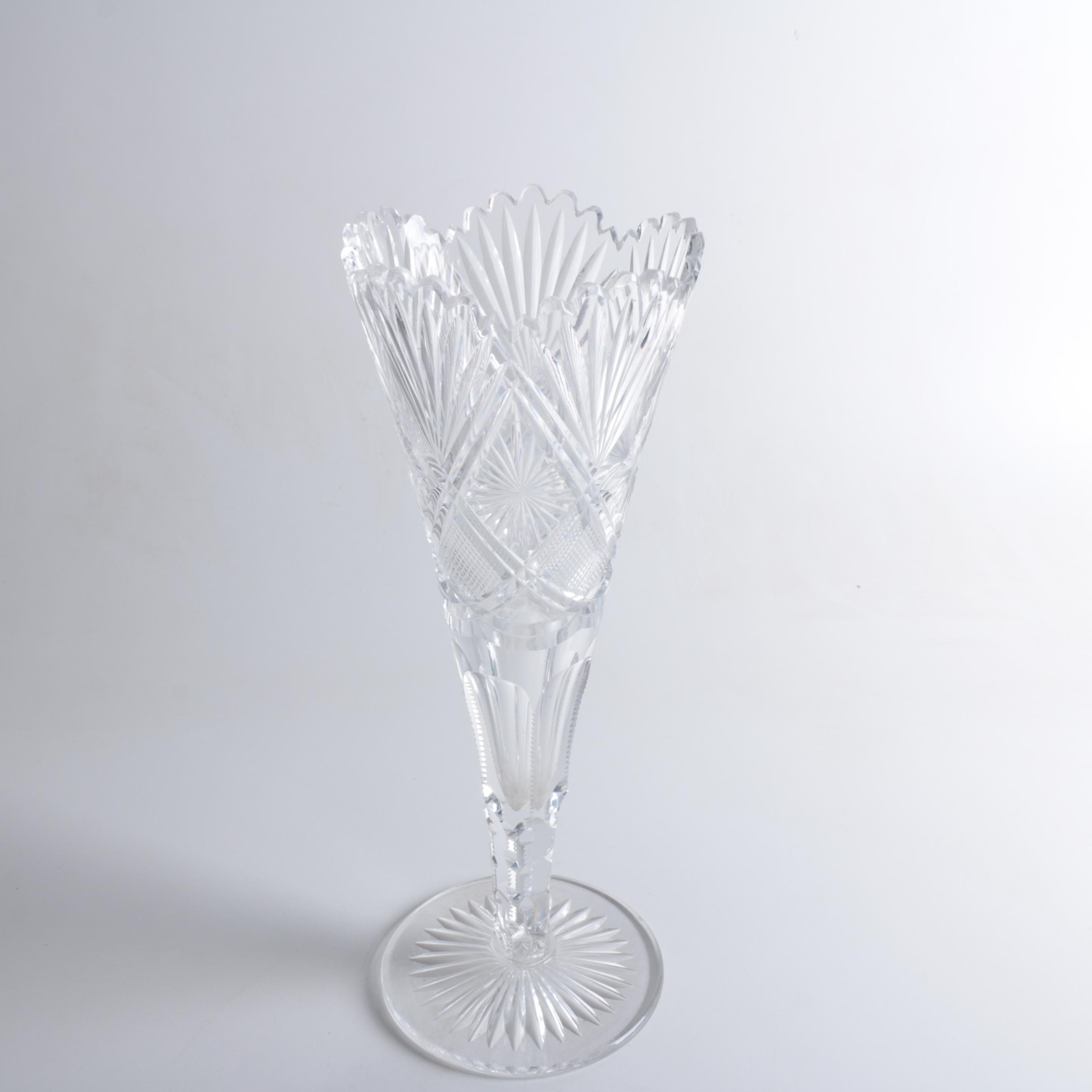 American Cut "Eleanor" Crystal Decanter and Vase