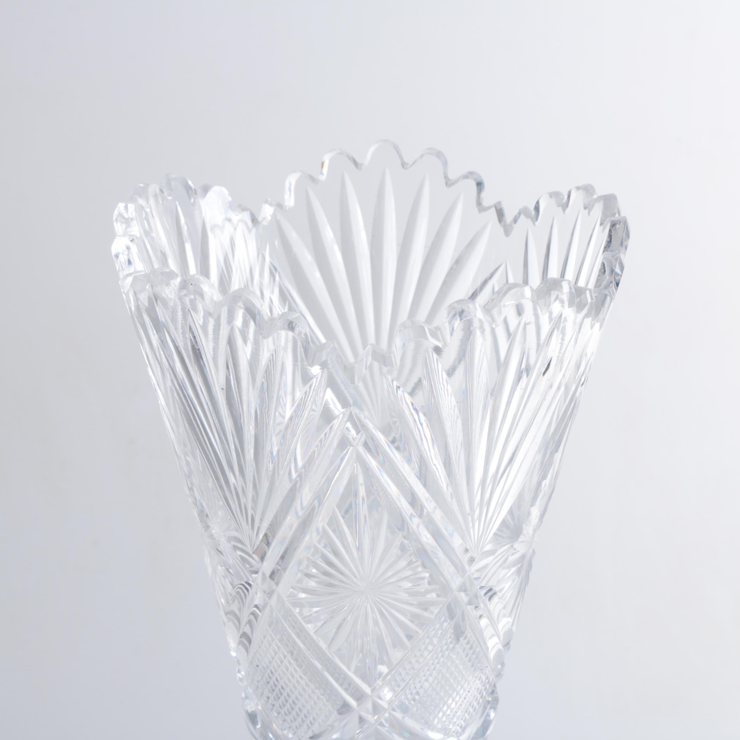 American Cut "Eleanor" Crystal Decanter and Vase
