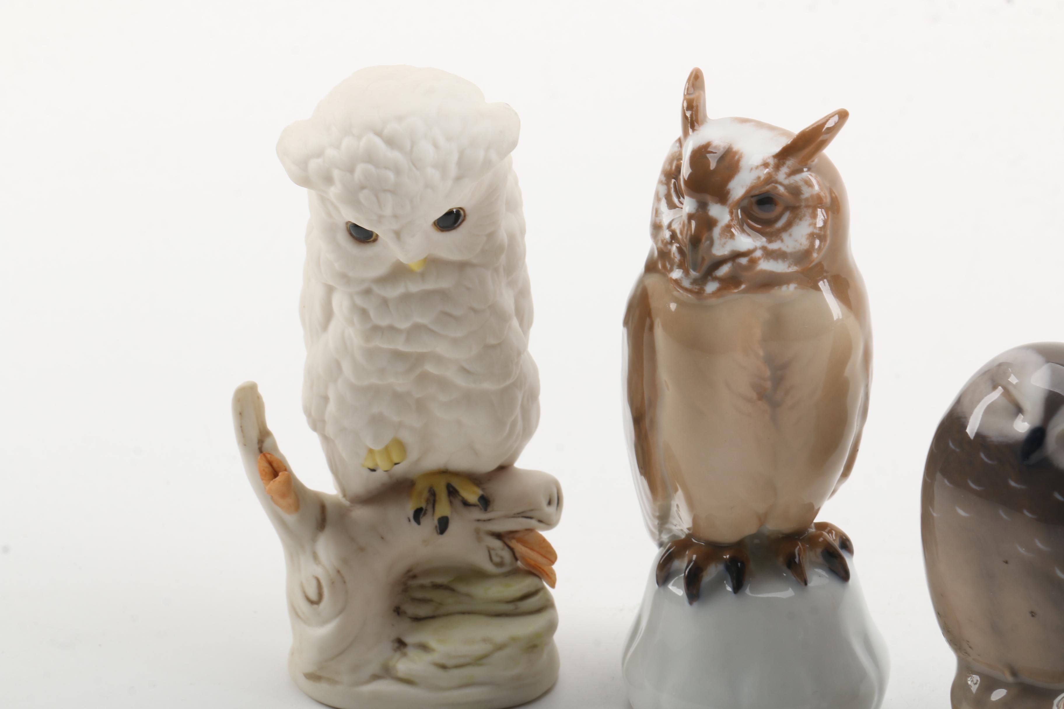 Vintage Bing & Grøndahl and Royal Copenhagen Owl Figurines