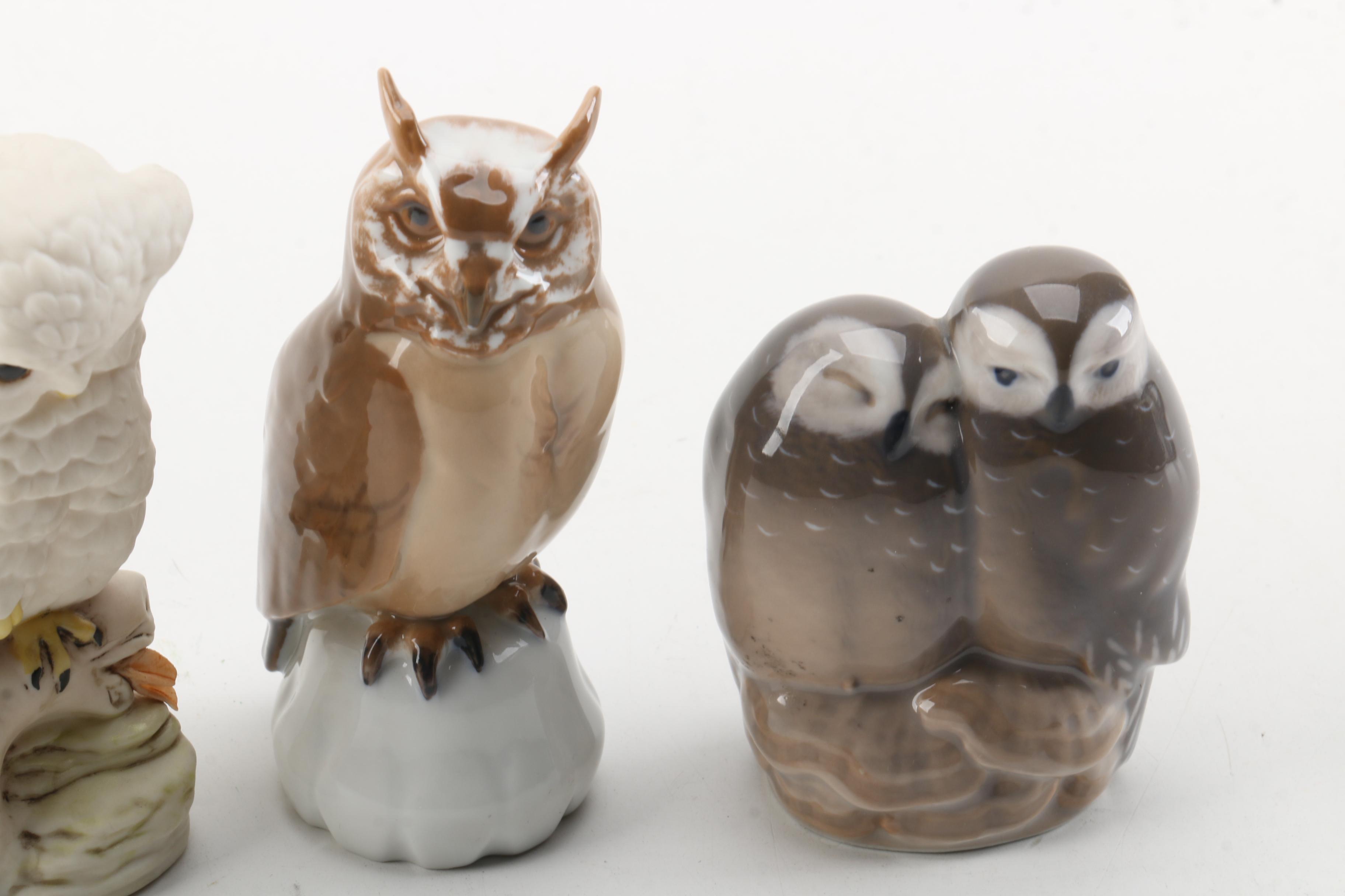 Vintage Bing & Grøndahl and Royal Copenhagen Owl Figurines