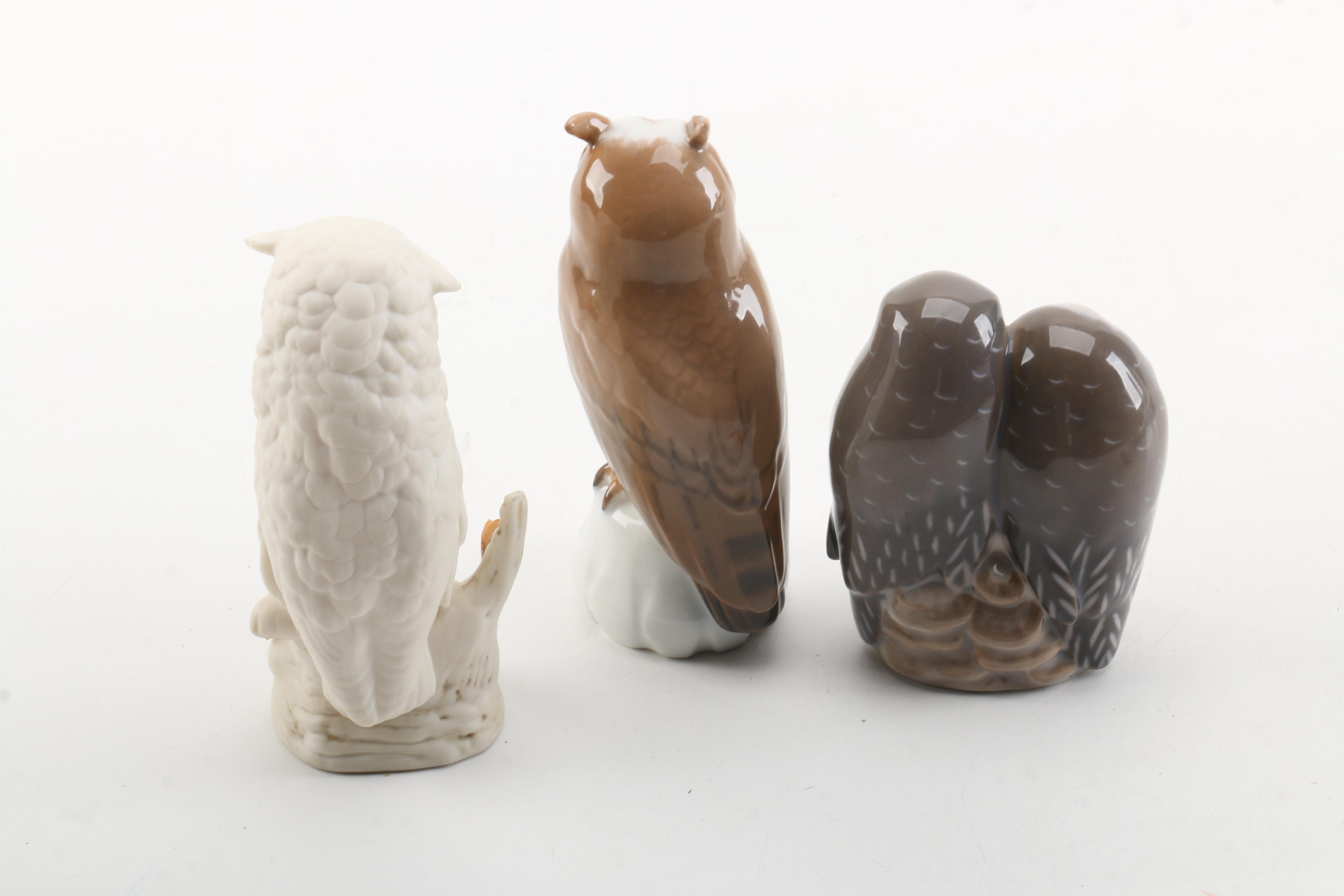 Vintage Bing & Grøndahl and Royal Copenhagen Owl Figurines
