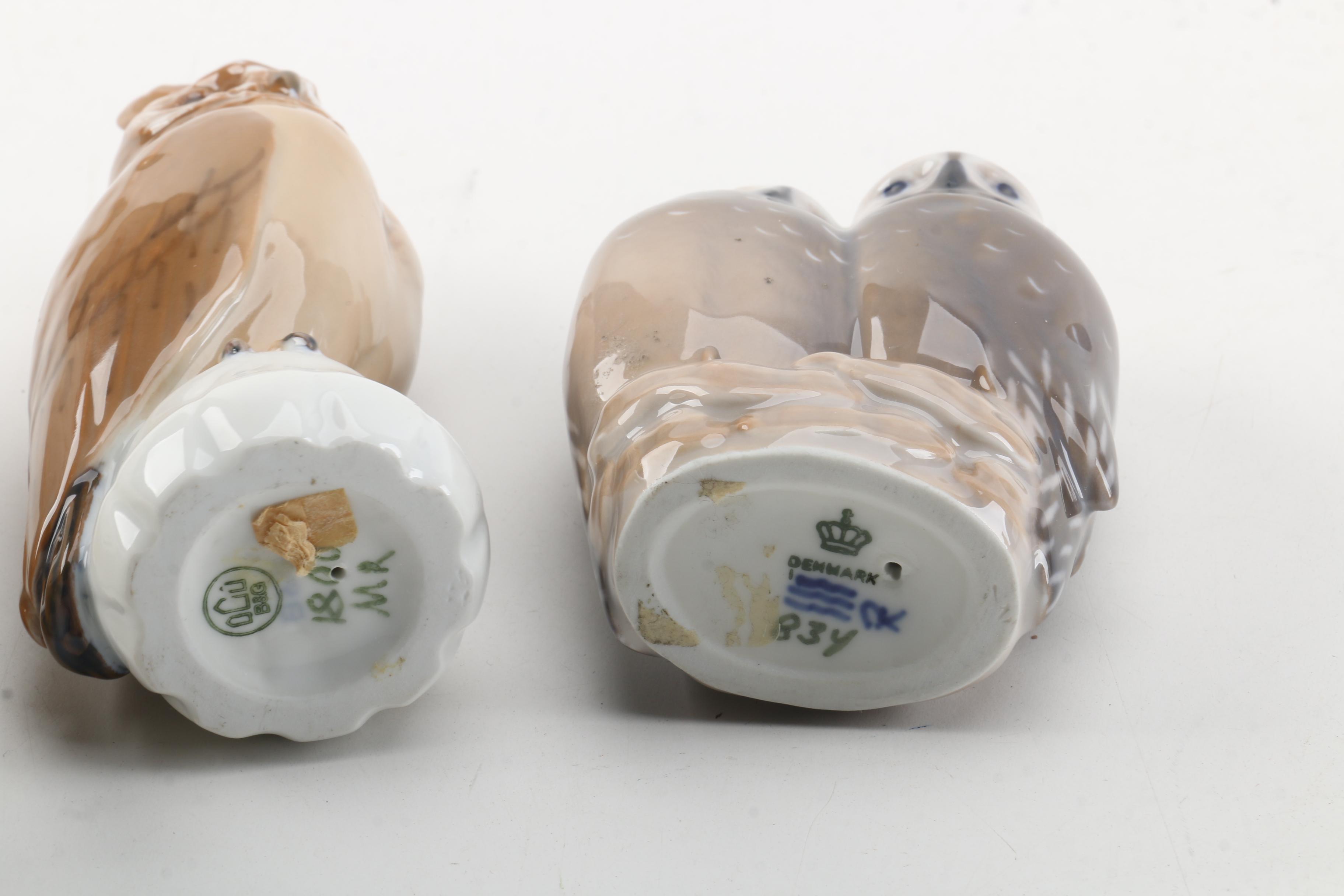 Vintage Bing & Grøndahl and Royal Copenhagen Owl Figurines
